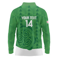 Custom Northern Ireland Long Sleeve Polo Shirt Go Green and White Army