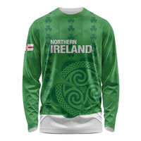 Custom Northern Ireland Long Sleeve Shirt Go Green and White Army