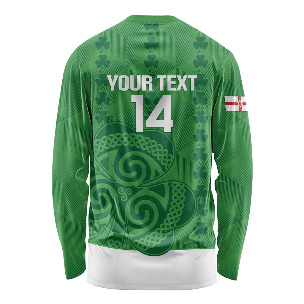Custom Northern Ireland Long Sleeve Shirt Go Green and White Army