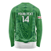 Custom Northern Ireland Long Sleeve Shirt Go Green and White Army