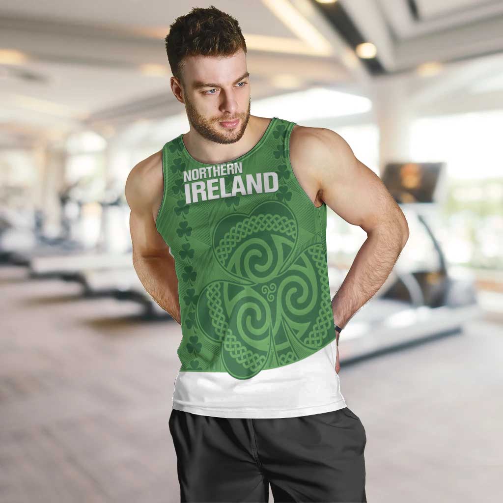 Custom Northern Ireland Men Tank Top Go Green and White Army