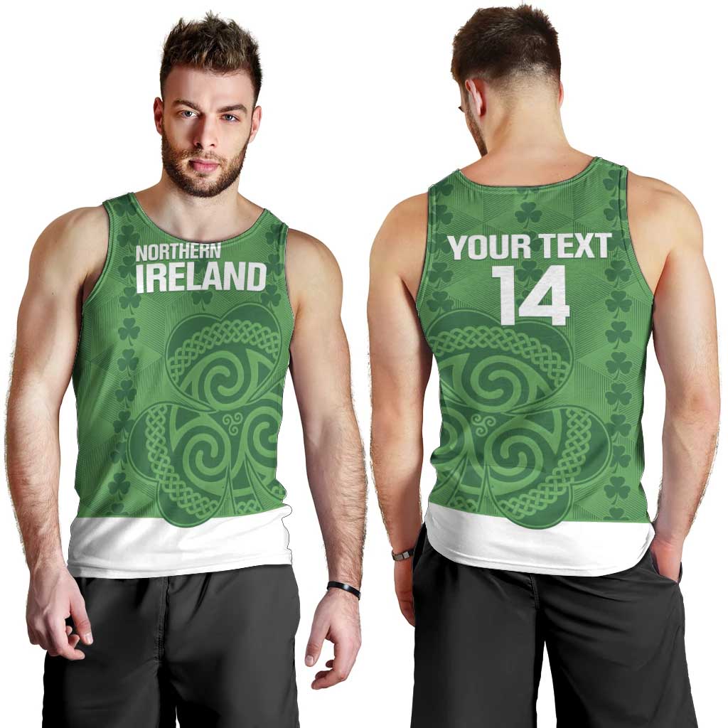 Custom Northern Ireland Men Tank Top Go Green and White Army