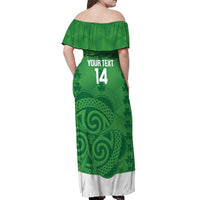 Custom Northern Ireland Off Shoulder Maxi Dress Go Green and White Army