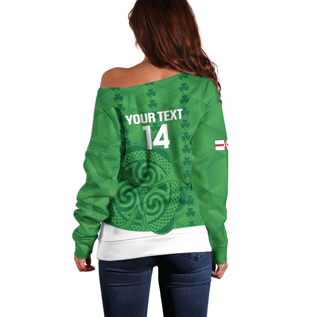 Custom Northern Ireland Off Shoulder Sweater Go Green and White Army