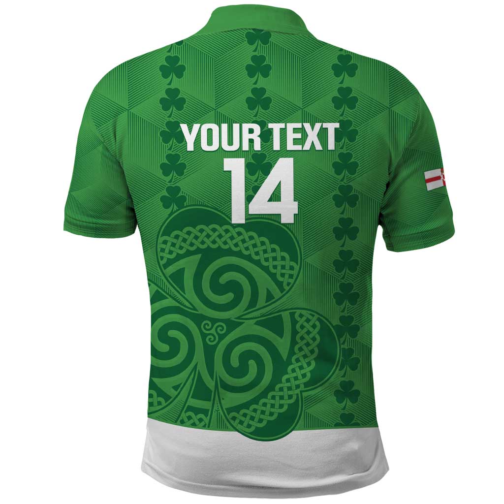 Custom Northern Ireland Polo Shirt Go Green and White Army