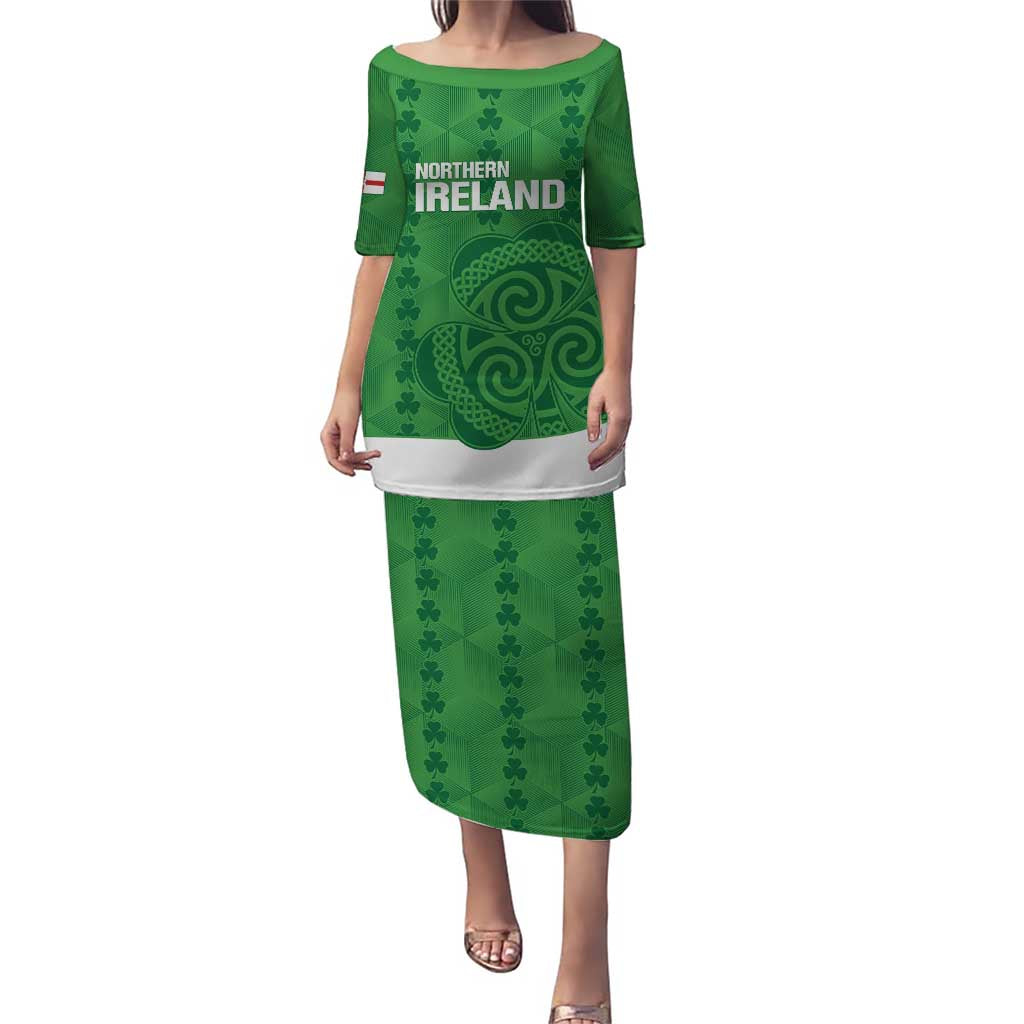 Custom Northern Ireland Puletasi Go Green and White Army