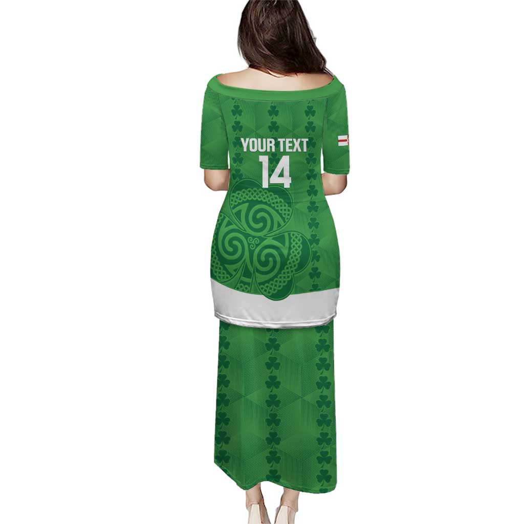 Custom Northern Ireland Puletasi Go Green and White Army