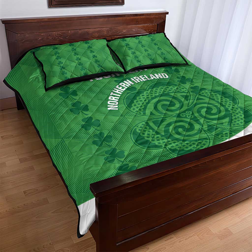Custom Northern Ireland Quilt Bed Set Go Green and White Army