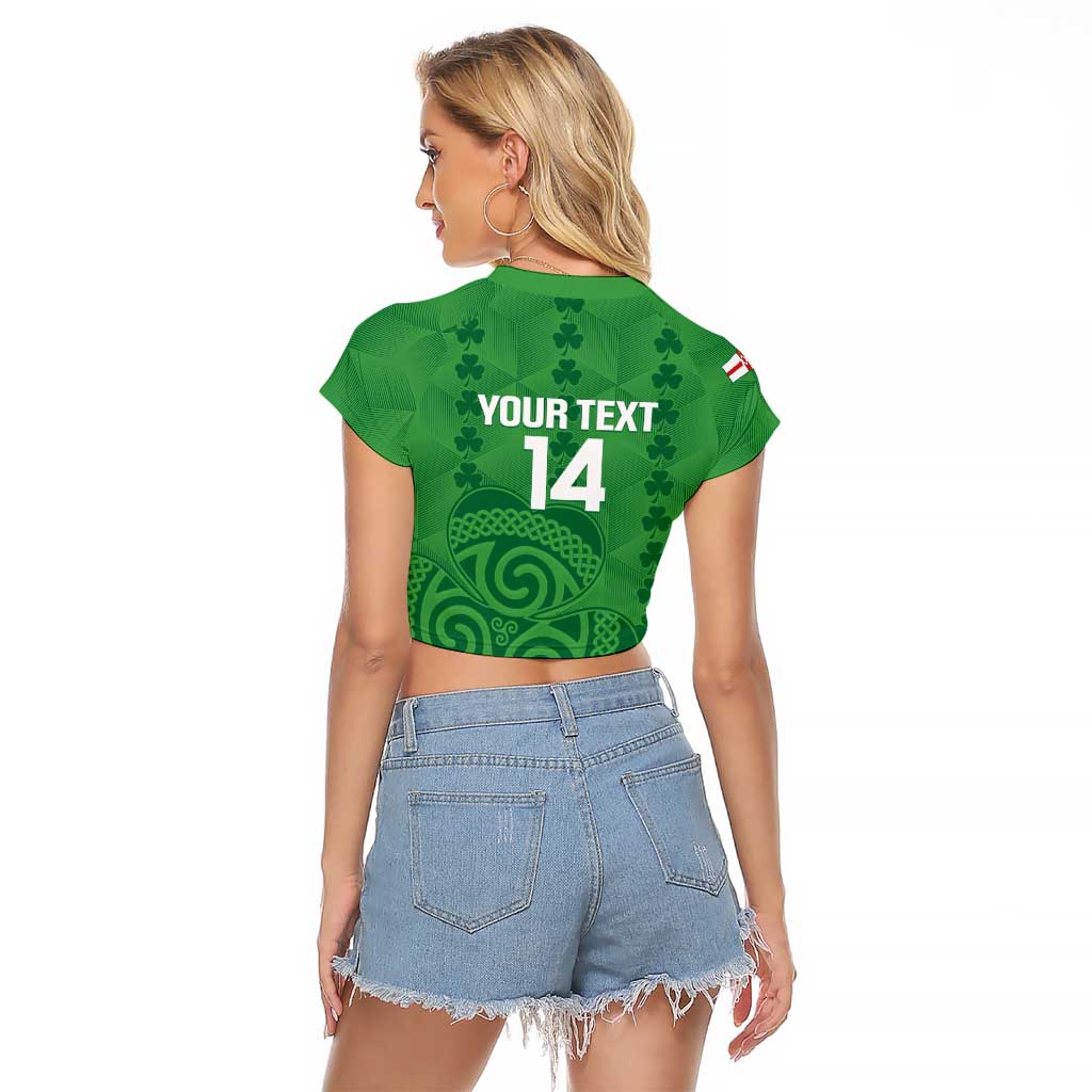 Custom Northern Ireland Raglan Cropped T Shirt Go Green and White Army