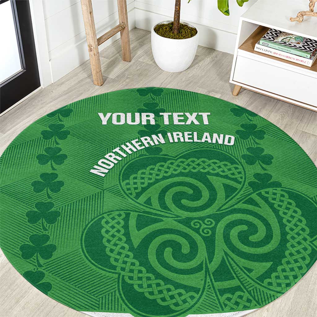Custom Northern Ireland Round Carpet Go Green and White Army