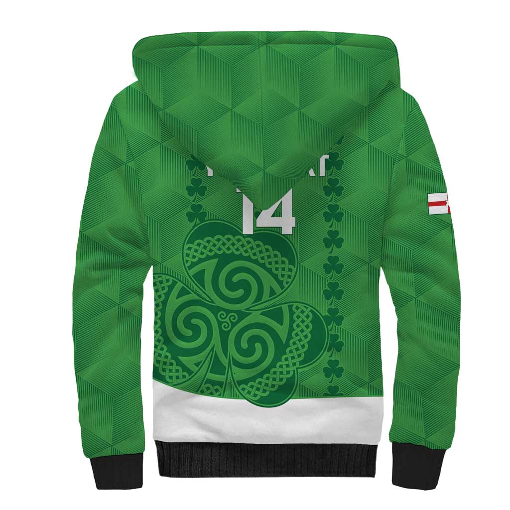 Custom Northern Ireland Sherpa Hoodie Go Green and White Army