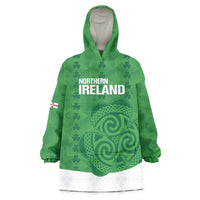 Custom Northern Ireland Wearable Blanket Hoodie Go Green and White Army