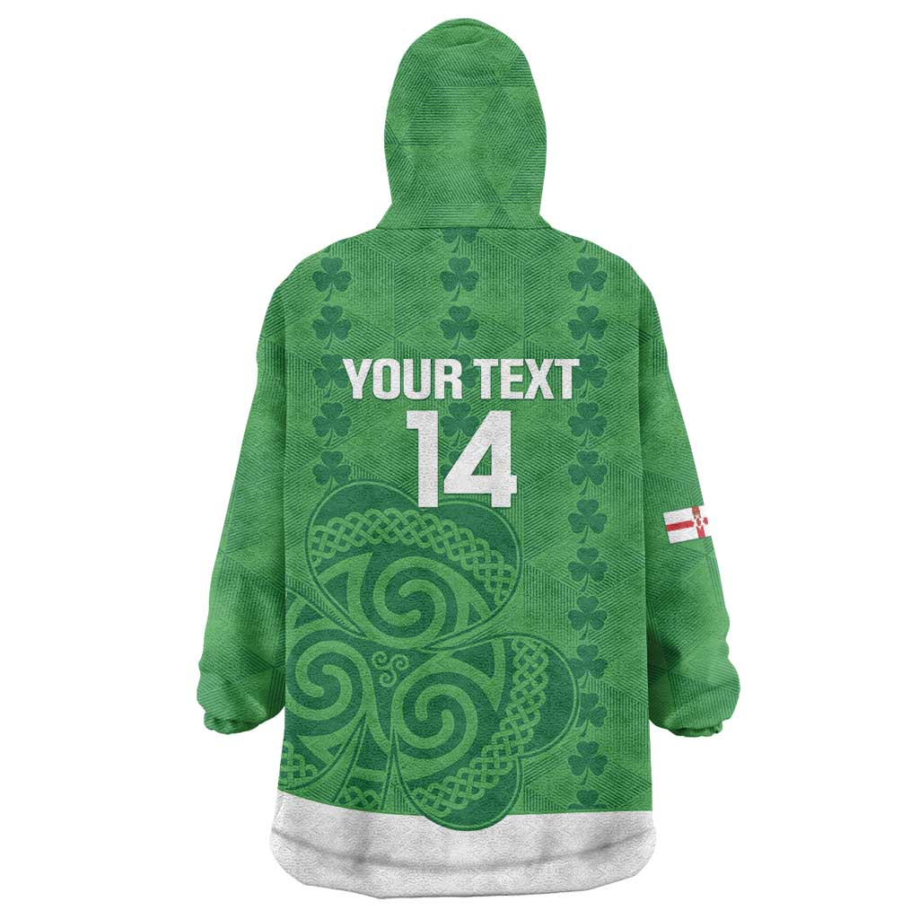 Custom Northern Ireland Wearable Blanket Hoodie Go Green and White Army