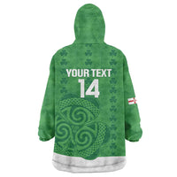 Custom Northern Ireland Wearable Blanket Hoodie Go Green and White Army