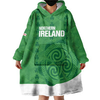 Custom Northern Ireland Wearable Blanket Hoodie Go Green and White Army