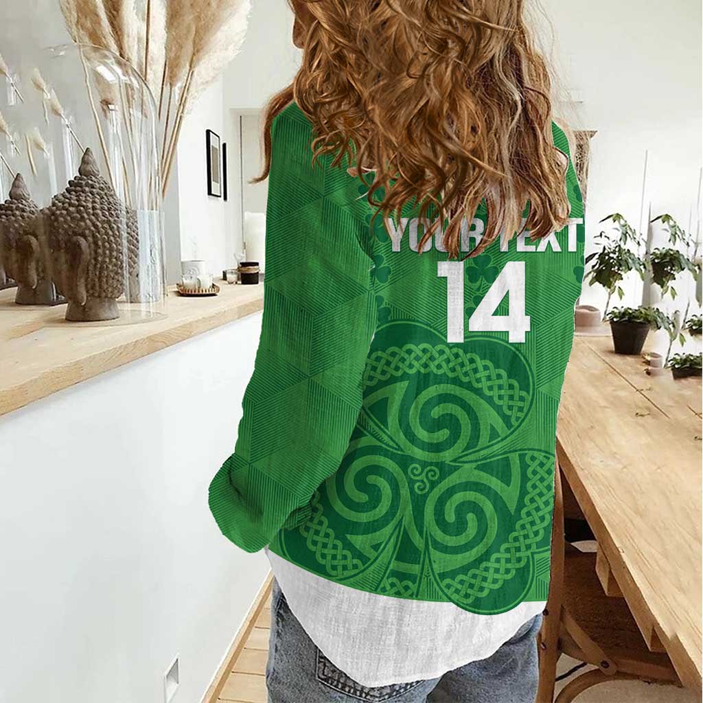 Custom Northern Ireland Women Casual Shirt Go Green and White Army