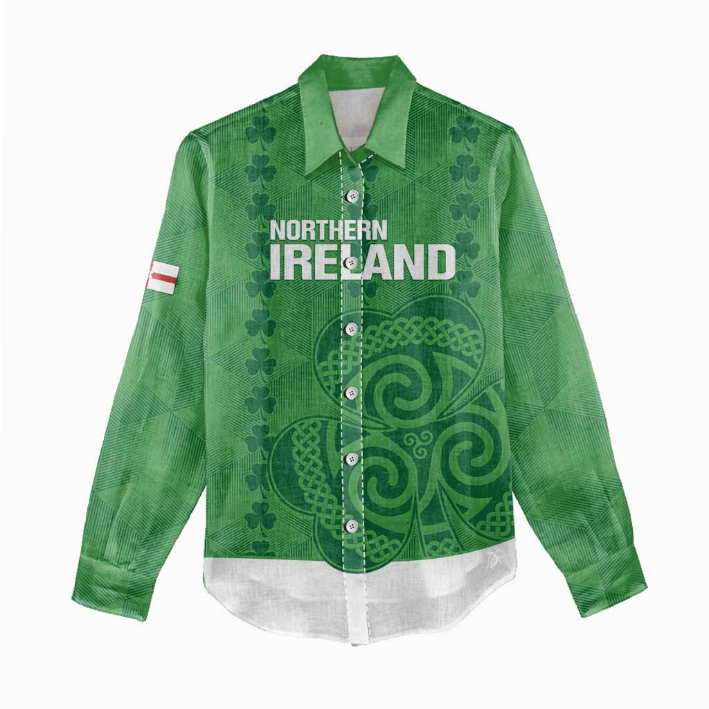 Custom Northern Ireland Women Casual Shirt Go Green and White Army