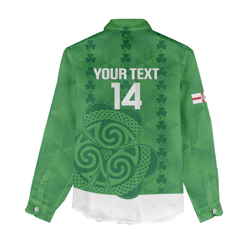 Custom Northern Ireland Women Casual Shirt Go Green and White Army