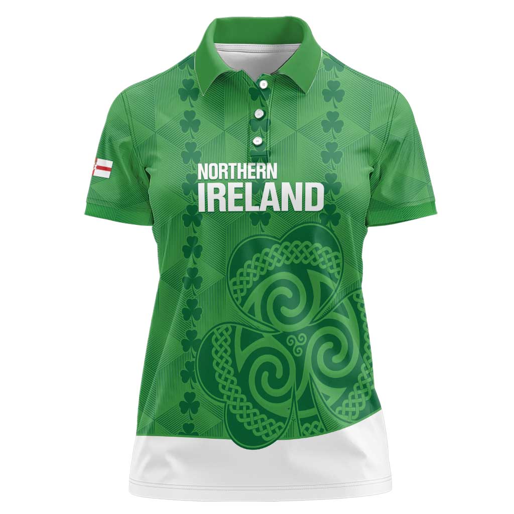 Custom Northern Ireland Women Polo Shirt Go Green and White Army