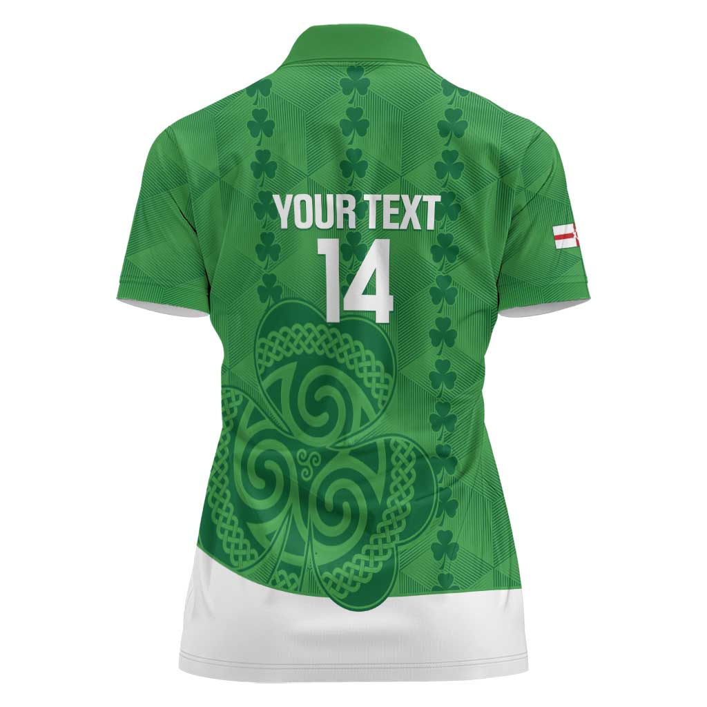 Custom Northern Ireland Women Polo Shirt Go Green and White Army