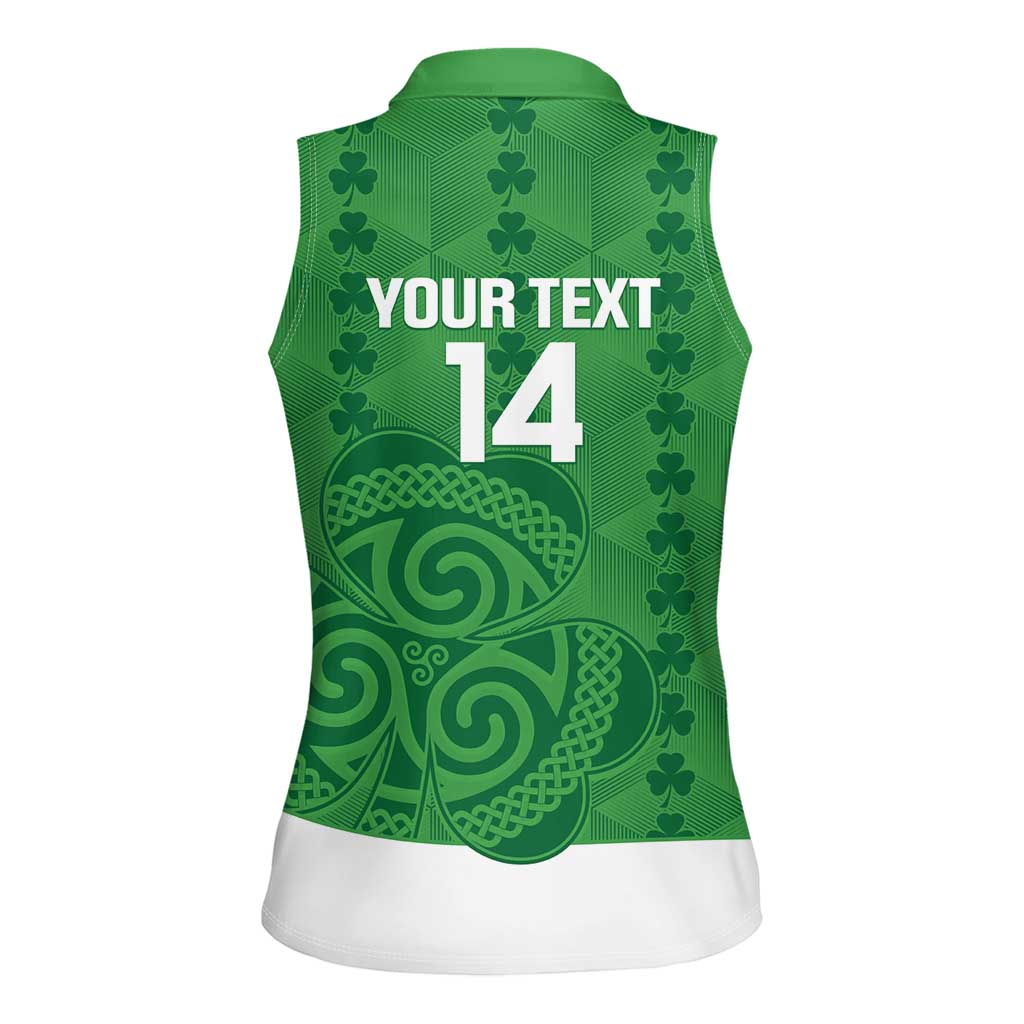 Custom Northern Ireland Women Sleeveless Polo Shirt Go Green and White Army