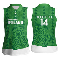 Custom Northern Ireland Women Sleeveless Polo Shirt Go Green and White Army