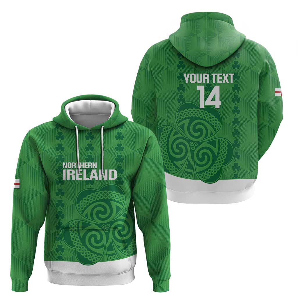 Custom Northern Ireland Zip Hoodie Go Green and White Army