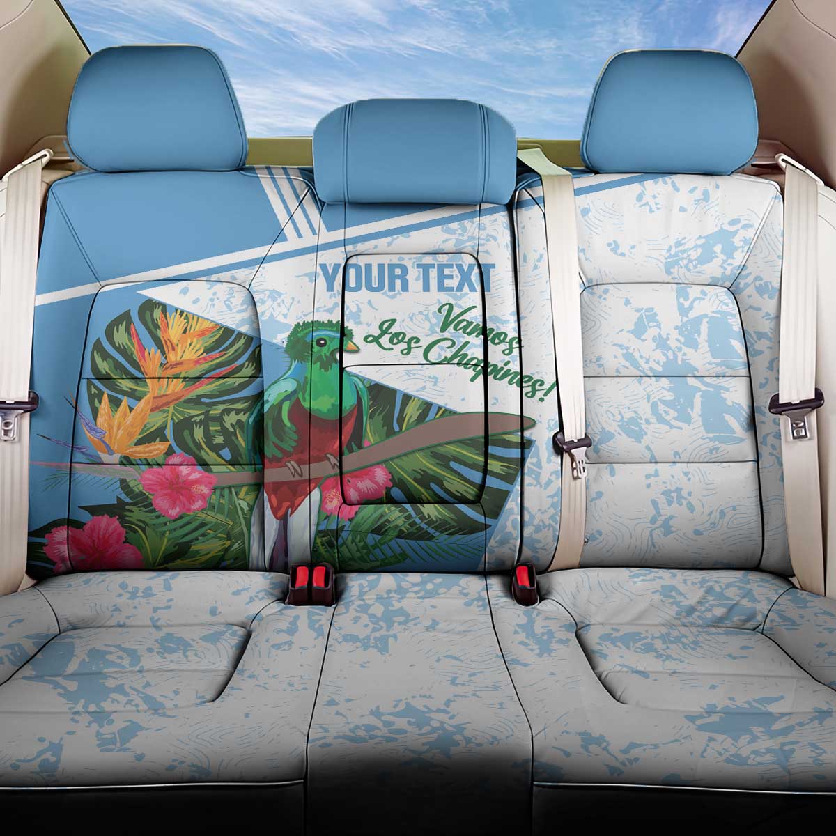 Custom Guatemala Football Back Car Seat Cover Vamos Los Chapines!