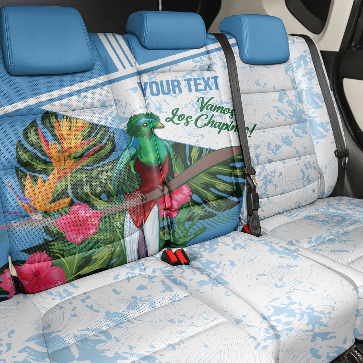 Custom Guatemala Football Back Car Seat Cover Vamos Los Chapines!