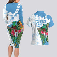 Custom Guatemala Football Couples Matching Long Sleeve Bodycon Dress and Hawaiian Shirt Vamos Los Chapines! LT14
