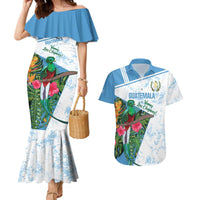 Custom Guatemala Football Couples Matching Mermaid Dress and Hawaiian Shirt Vamos Los Chapines! LT14