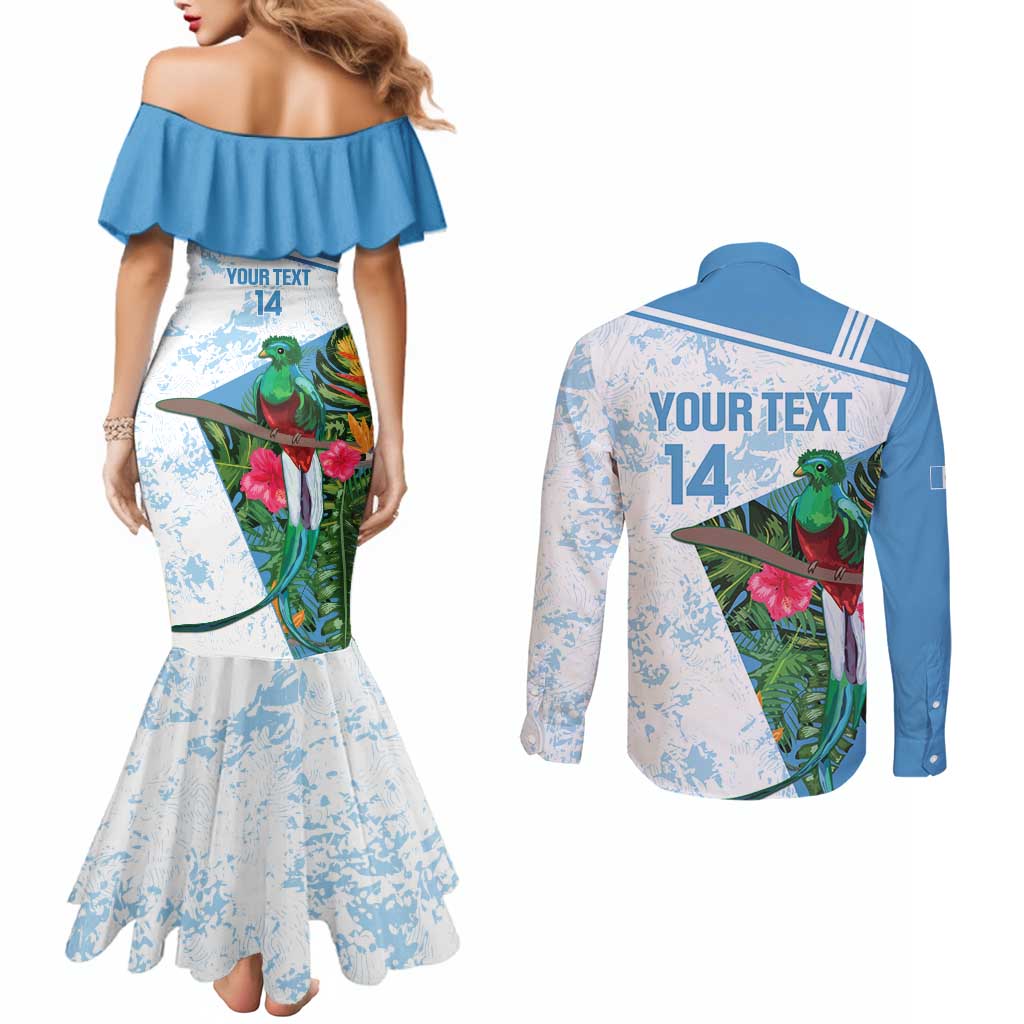 Custom Guatemala Football Couples Matching Mermaid Dress and Long Sleeve Button Shirt Vamos Los Chapines! LT14