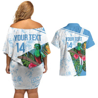 Custom Guatemala Football Couples Matching Off Shoulder Short Dress and Hawaiian Shirt Vamos Los Chapines! LT14