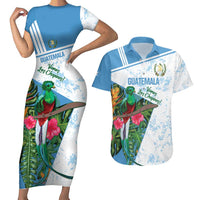 Custom Guatemala Football Couples Matching Short Sleeve Bodycon Dress and Hawaiian Shirt Vamos Los Chapines! LT14