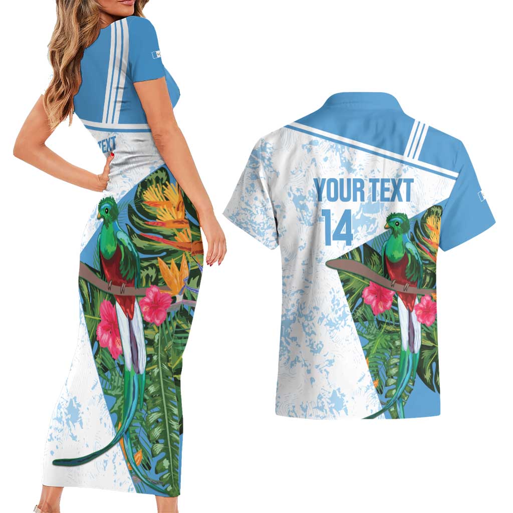 Custom Guatemala Football Couples Matching Short Sleeve Bodycon Dress and Hawaiian Shirt Vamos Los Chapines! LT14