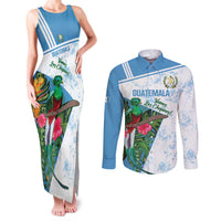 Custom Guatemala Football Couples Matching Tank Maxi Dress and Long Sleeve Button Shirt Vamos Los Chapines! LT14