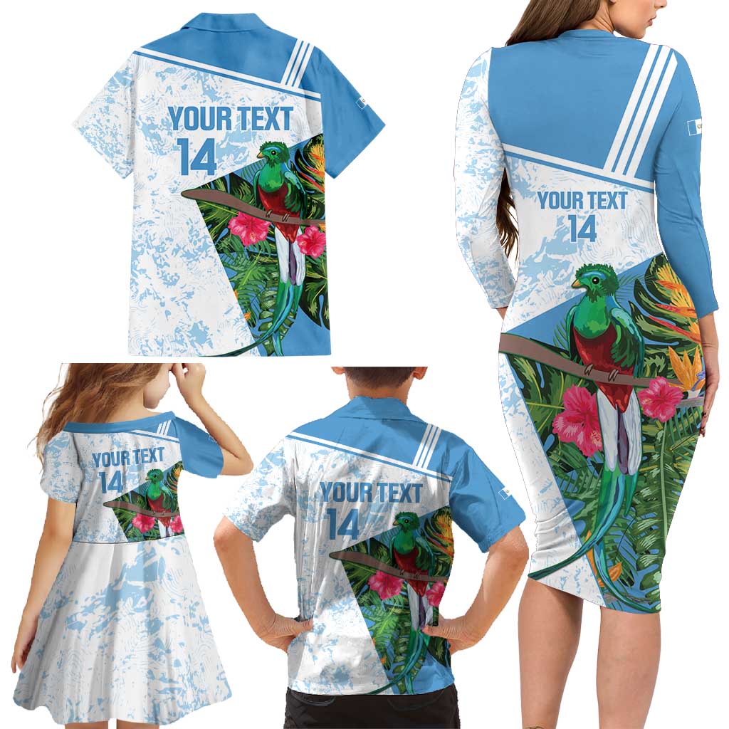 Custom Guatemala Football Family Matching Long Sleeve Bodycon Dress and Hawaiian Shirt Vamos Los Chapines! LT14