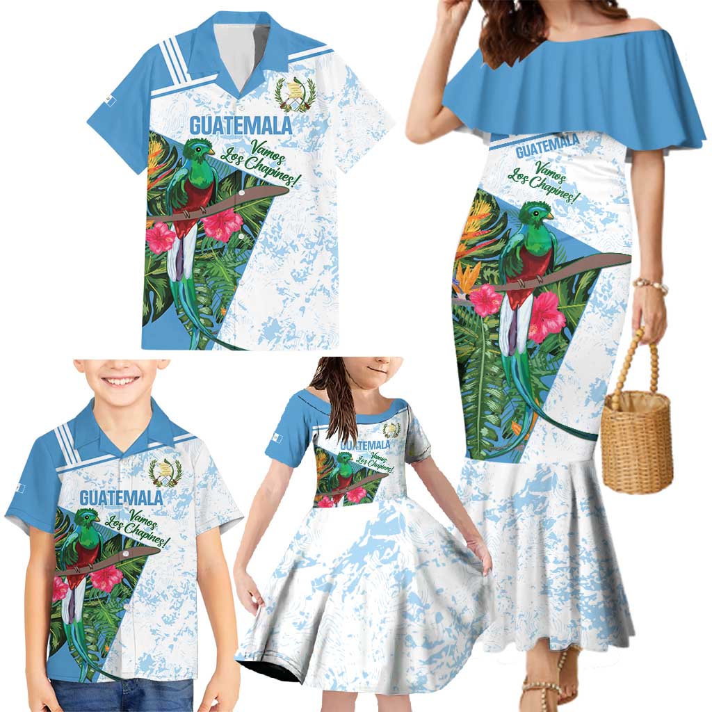 Custom Guatemala Football Family Matching Mermaid Dress and Hawaiian Shirt Vamos Los Chapines! LT14