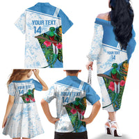 Custom Guatemala Football Family Matching Off The Shoulder Long Sleeve Dress and Hawaiian Shirt Vamos Los Chapines! LT14