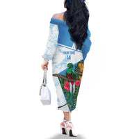 Custom Guatemala Football Family Matching Off The Shoulder Long Sleeve Dress and Hawaiian Shirt Vamos Los Chapines! LT14