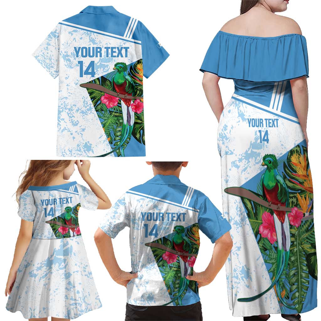 Custom Guatemala Football Family Matching Off Shoulder Maxi Dress and Hawaiian Shirt Vamos Los Chapines! LT14