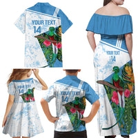 Custom Guatemala Football Family Matching Off Shoulder Maxi Dress and Hawaiian Shirt Vamos Los Chapines! LT14