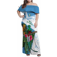 Custom Guatemala Football Family Matching Off Shoulder Maxi Dress and Hawaiian Shirt Vamos Los Chapines! LT14