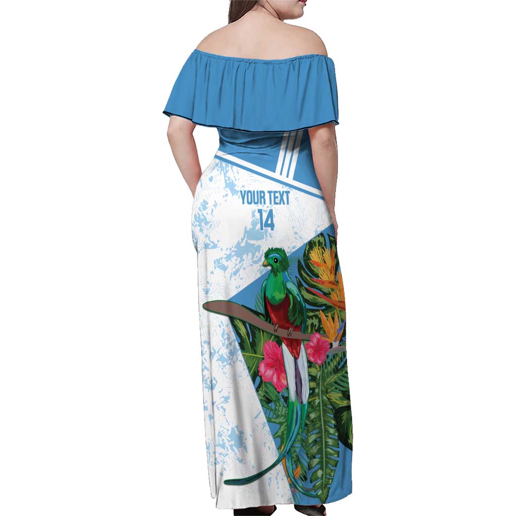 Custom Guatemala Football Family Matching Off Shoulder Maxi Dress and Hawaiian Shirt Vamos Los Chapines! LT14