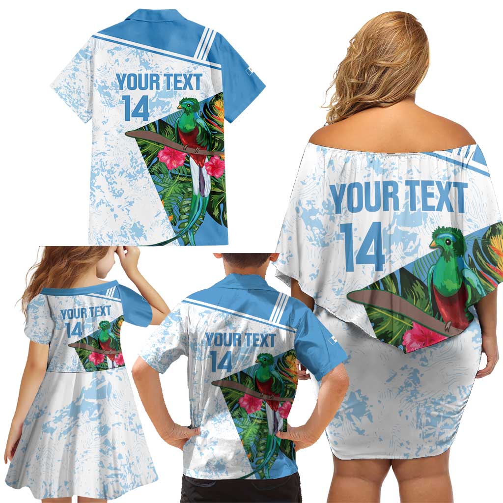 Custom Guatemala Football Family Matching Off Shoulder Short Dress and Hawaiian Shirt Vamos Los Chapines! LT14
