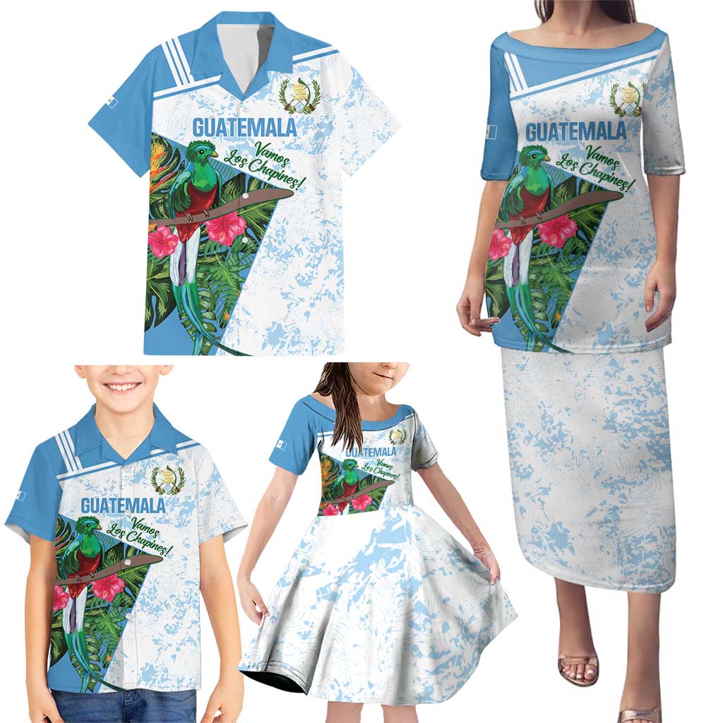 Custom Guatemala Football Family Matching Puletasi and Hawaiian Shirt Vamos Los Chapines! LT14
