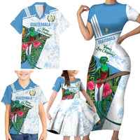 Custom Guatemala Football Family Matching Short Sleeve Bodycon Dress and Hawaiian Shirt Vamos Los Chapines! LT14