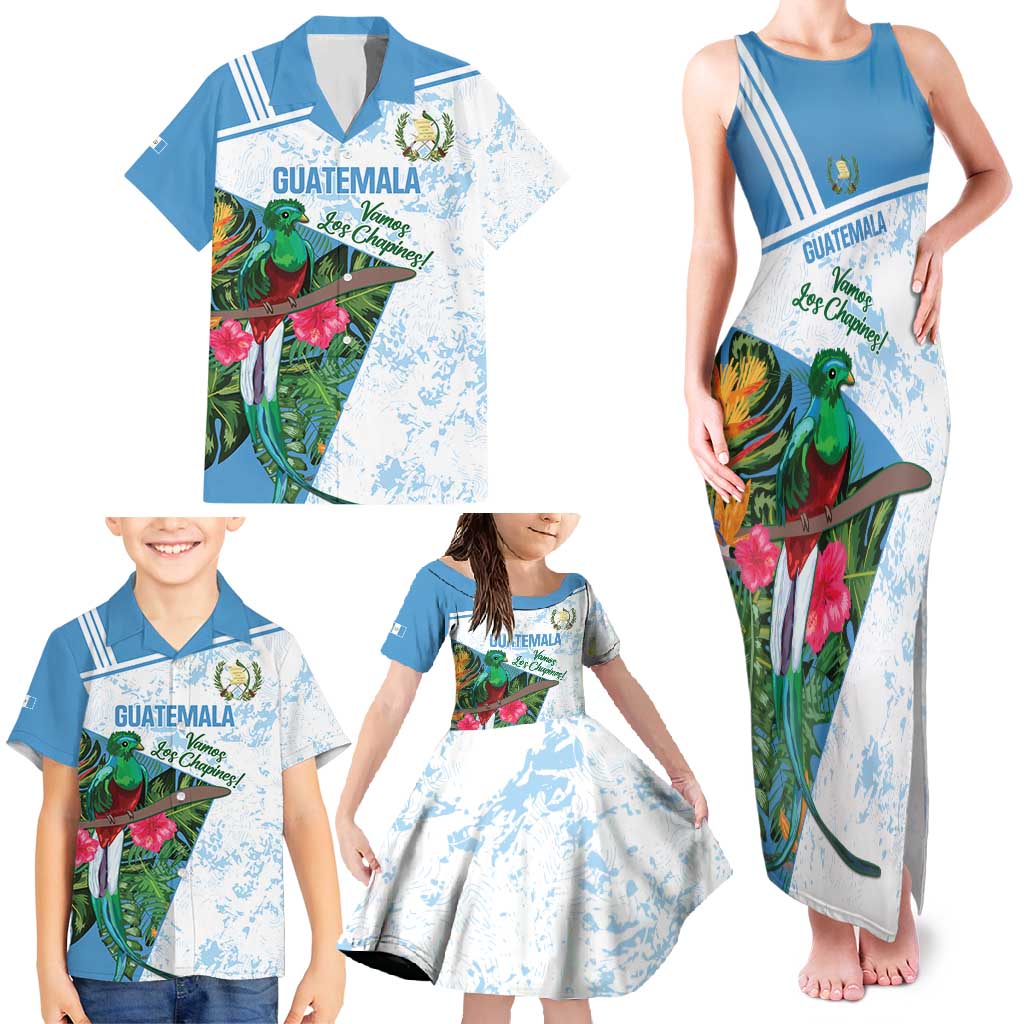 Custom Guatemala Football Family Matching Tank Maxi Dress and Hawaiian Shirt Vamos Los Chapines! LT14