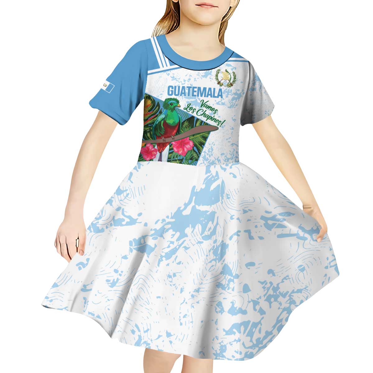 Custom Guatemala Football Kid Short Sleeve Dress Vamos Los Chapines! LT14