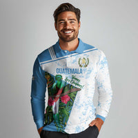 Custom Guatemala Football Long Sleeve Polo Shirt Vamos Los Chapines! LT14